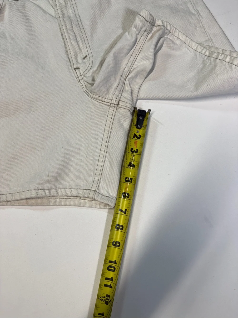 Levi's White Denim Jeans Shorts with Orange Tab